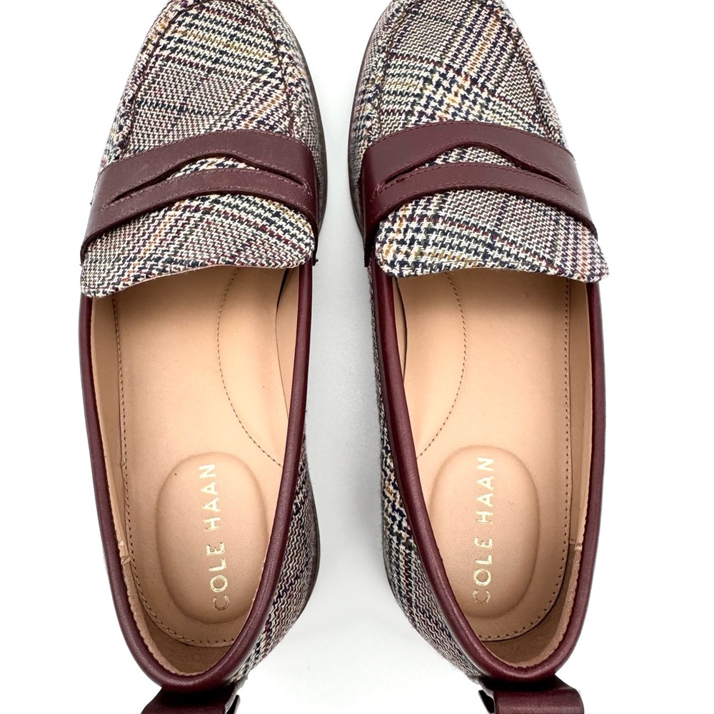 Cole Haan Women's Stassi Penny Loafer, Dark Brown/Multi/PlaidTextile Size 7 B - Picture 4 of 10